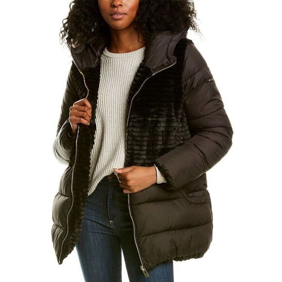VIA SPIGA Reversible Faux Fur Hooded Puffer Jacket - Picture 3 of 5